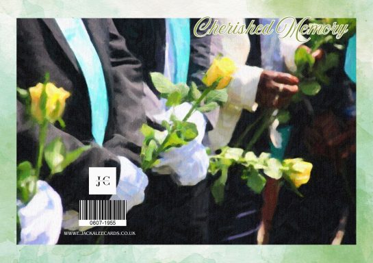 A group of people holding yellow roses, dressed in formal attire.