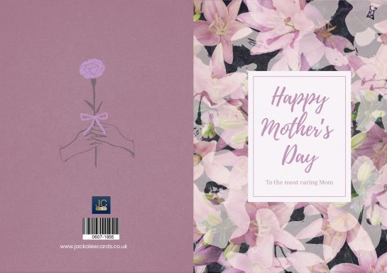 A Mother's Day card with floral design and a message on a pink background.