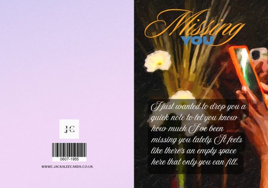 A pink gradient background with a floral arrangement and the text "Missing You."