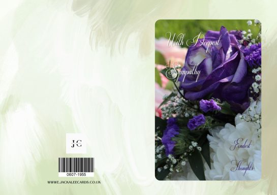 A bouquet featuring a prominent purple rose surrounded by white and pink flowers.