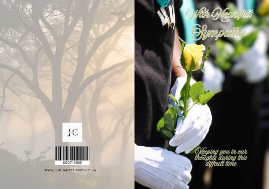 A close-up of hands in white gloves holding a yellow rose, with a blurred background.