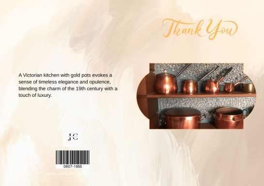 Copper pots displayed on a wooden shelf, showcasing rustic kitchen decor.
