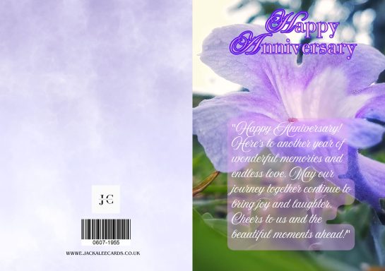 Purple flower with soft, blurred lavender background and text overlay.